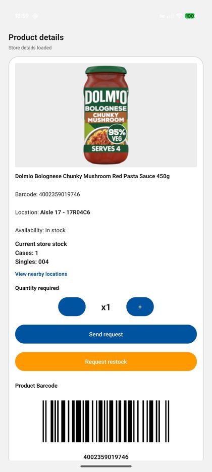 Product details screen