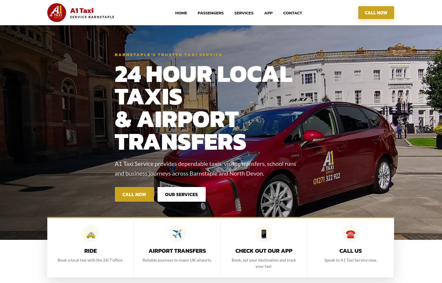 Screenshot preview of the A1 Taxis Barnstaple website